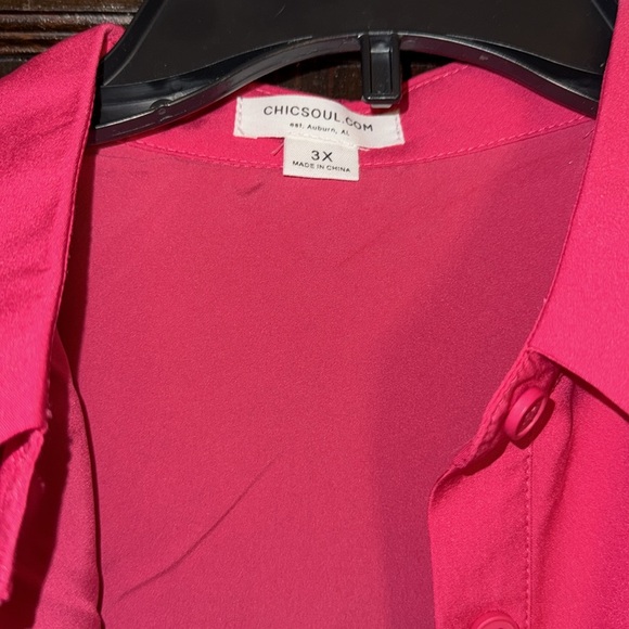Chic Soul 3X Pink Button-Up Tiered Dress - Picture 2 of 7